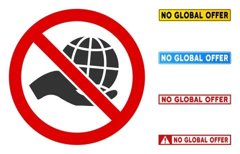 Flat Vector No Global Offer Sign with Texts in Rectangle Frames Illustrazione stock