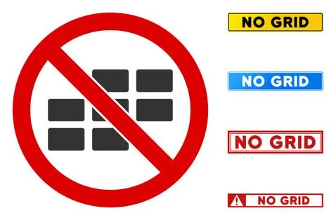 Flat Vector No Grid Sign with Messages in Rectangular Frames Illustrazione stock