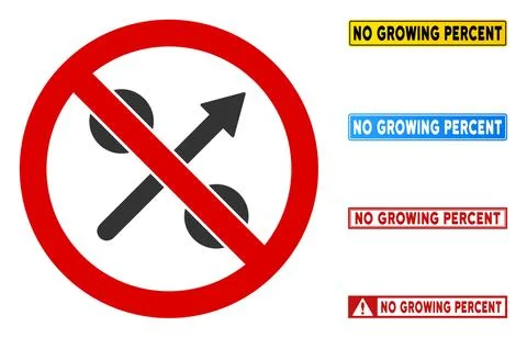 Flat Vector No Growing Percent Sign with Messages in Rectangular Frames Stock Illustration