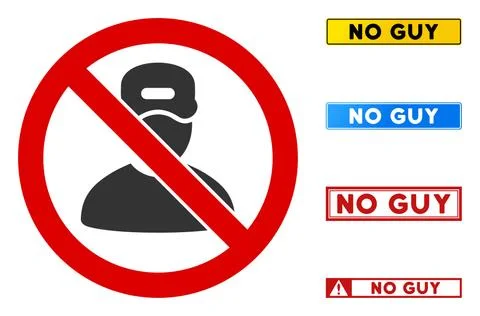 Flat Vector No Guy Sign with Messages in Rectangular Frames 스톡 일러스트
