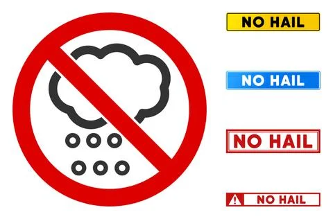 Flat Vector No Hail Sign with Titles in Rectangle Frames 스톡 일러스트