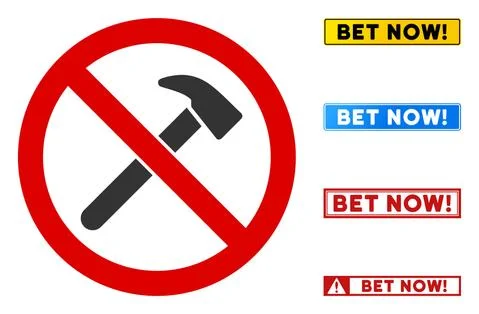 Flat Vector No Hammer Sign with Messages in Rectangular Frames Stock Illustration