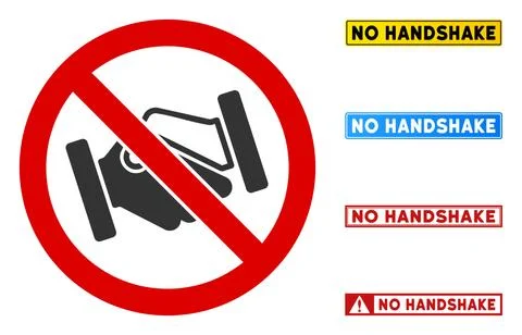 Flat Vector No Handshake Sign with Messages in Rectangular Frames 스톡 일러스트