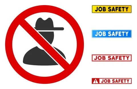 Flat Vector No Hat Man Sign with Messages in Rectangular Frames Stock Illustration