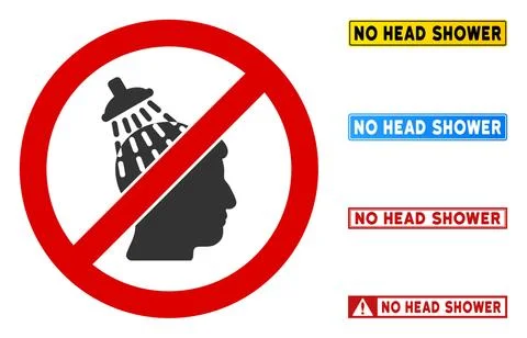 Flat Vector No Head Shower Sign with Messages in Rectangle Frames Stock Illustration