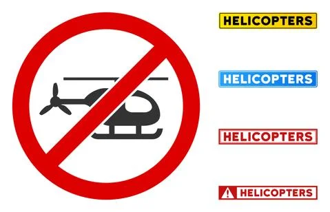 Flat Vector No Helicopter Sign with Texts in Rectangular Frames イラスト素材