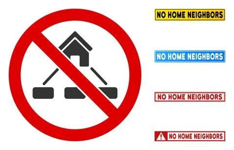 Flat Vector No Home Neighbors Sign with Titles in Rectangular Frames Stockillustratie