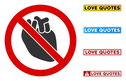Flat Vector No Human Heart Sign with Badges in Rectangular Frames イラスト素材