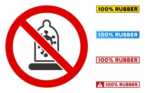 Flat Vector No Infection Condom Sign with Badges in Rectangular Frames 스톡 일러스트