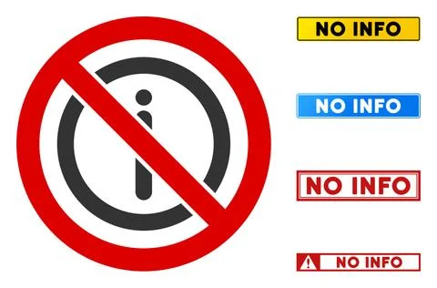 Flat Vector No Info Sign with Messages in Rectangular Frames Stock Illustration