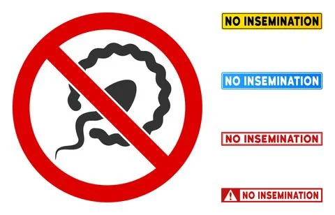 Flat Vector No Insemination Sign with Titles in Rectangular Frames Stock Illustration