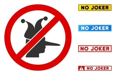 Flat Vector No Joker Sign with Messages in Rectangular Frames 스톡 일러스트