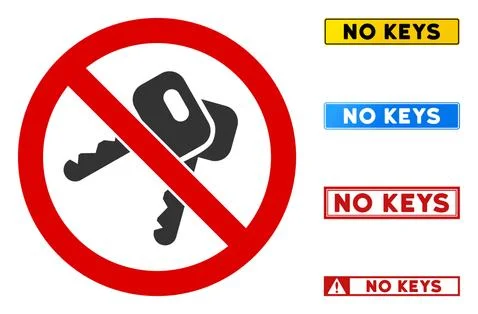 Flat Vector No Keys Sign with Messages in Rectangle Frames Illustration