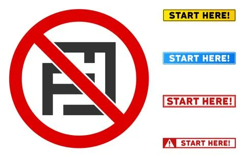 Flat Vector No Labyrinth Sign with Phrases in Rectangle Frames 스톡 일러스트