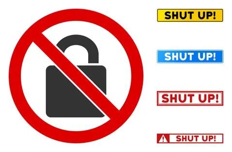 Flat Vector No Lock Sign with Phrases in Rectangular Frames Stockillustratie