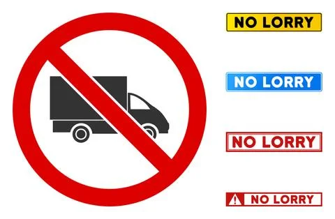 Flat Vector No Lorry Sign with Badges in Rectangular Frames 스톡 일러스트