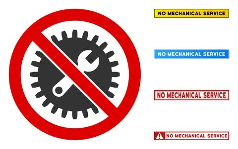 Flat Vector No Mechanical Service Sign with Words in Rectangular Frames 스톡 일러스트