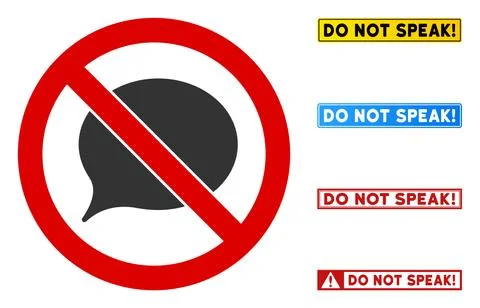 Flat Vector No Message Cloud Sign with Phrases in Rectangular Frames Stock Illustration