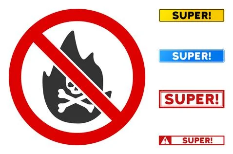 Flat Vector No Mortal Fire Sign with Texts in Rectangle Frames Illustrazione stock