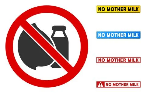 Flat Vector No Mother Milk Sign with Messages in Rectangular Frames 스톡 일러스트