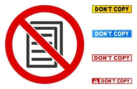 Flat Vector No Page Copy Sign with Badges in Rectangular Frames Stock Illustration