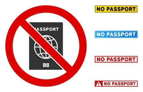 Flat Vector No Passport Sign with Phrases in Rectangular Frames Illustrazione stock