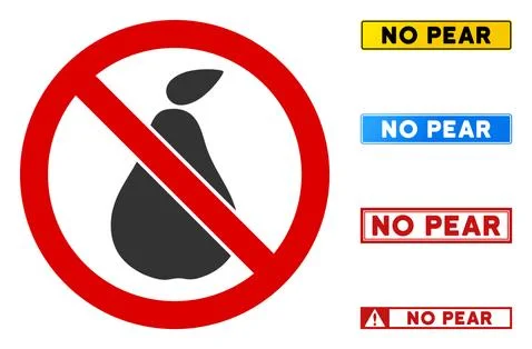 Flat Vector No Pear Sign with Captions in Rectangle Frames Illustrazione stock