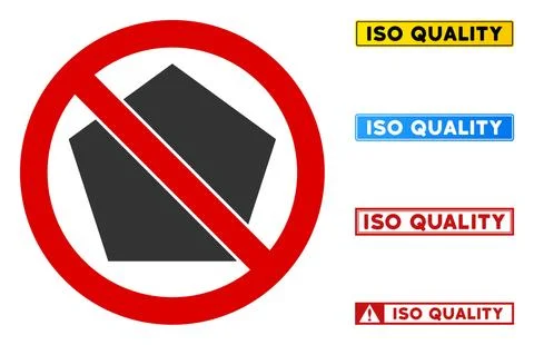 Flat Vector No Pentagon Sign with Messages in Rectangular Frames 스톡 일러스트