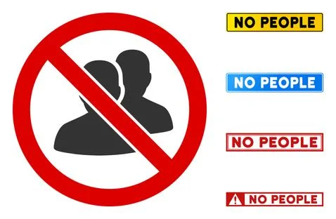 Flat Vector No People Sign with Texts in Rectangular Frames Stockillustratie