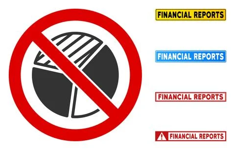 Flat Vector No Pie Chart Sign with Badges in Rectangular Frames イラスト素材