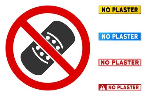 Flat Vector No Plaster Sign with Texts in Rectangle Frames Illustrazione stock