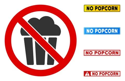 Flat Vector No Popcorn Sign with Words in Rectangular Frames Illustrazione stock
