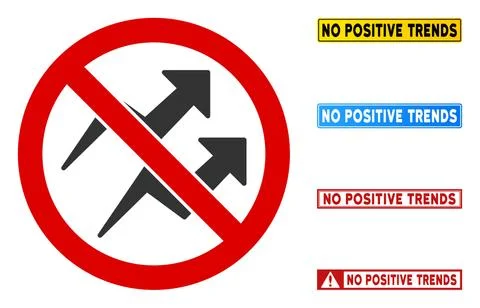 Flat Vector No Positive Trends Sign with Badges in Rectangle Frames イラスト素材