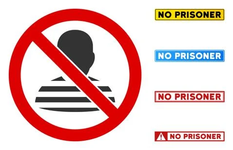 Flat Vector No Prisoner Sign with Words in Rectangular Frames Illustrazione stock