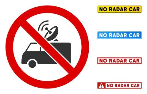 Flat Vector No Radar Car Sign with Words in Rectangular Frames 스톡 일러스트