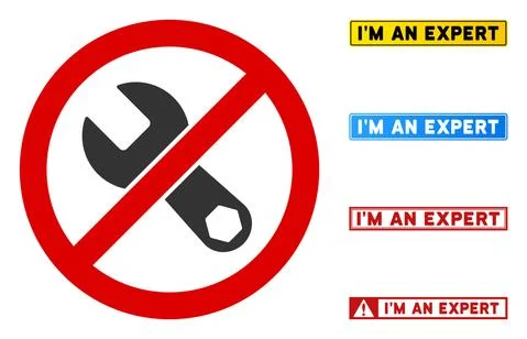 Flat Vector No Repair Sign with Badges in Rectangular Frames Stock Illustration