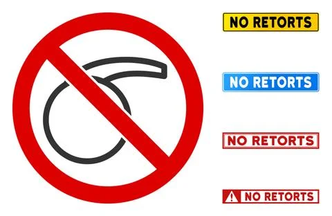 Flat Vector No Retort Sign with Badges in Rectangular Frames Illustrazione stock