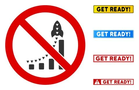 Flat Vector No Rocket Growth Sign with Texts in Rectangular Frames Stockillustratie