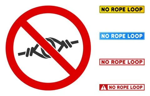 Flat Vector No Rope Loop Sign with Titles in Rectangle Frames Stock Illustration