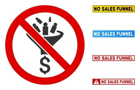 Flat Vector No Sales Funnel Sign with Messages in Rectangular Frames Stock Illustration