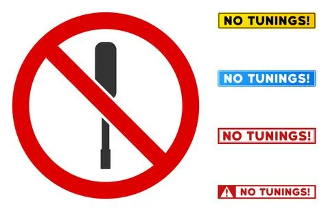 Flat Vector No Screwdriver Tuning Sign with Texts in Rectangular Frames Stock Illustration