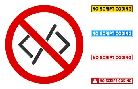 Flat Vector No Script Coding Sign with Phrases in Rectangle Frames Stock Illustration