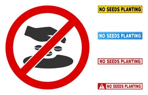 Flat Vector No Seeds Planting Sign with Texts in Rectangular Frames 스톡 일러스트