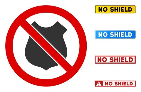 Flat Vector No Shield Sign with Phrases in Rectangular Frames Stockillustratie