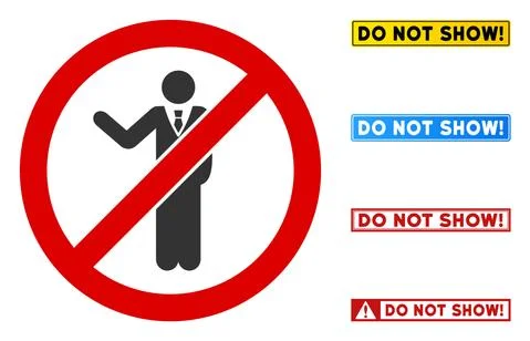 Flat Vector No Showing Man Sign with Captions in Rectangular Frames 스톡 일러스트