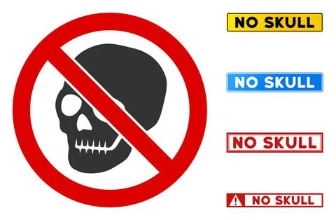 Flat Vector No Skull Sign with Phrases in Rectangular Frames Stock Illustration