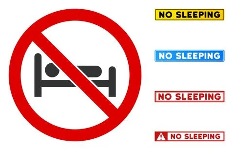 Flat Vector No Sleeping Sign with Texts in Rectangular Frames 스톡 일러스트