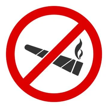 Flat Vector No Smoking Cannabis Icon Illustration