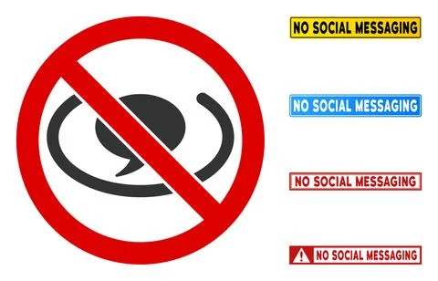 Flat Vector No Social Messaging Sign with Messages in Rectangular Frames Stock Illustration