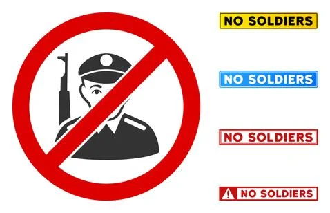 Flat Vector No Soldier Sign with Titles in Rectangular Frames 스톡 일러스트